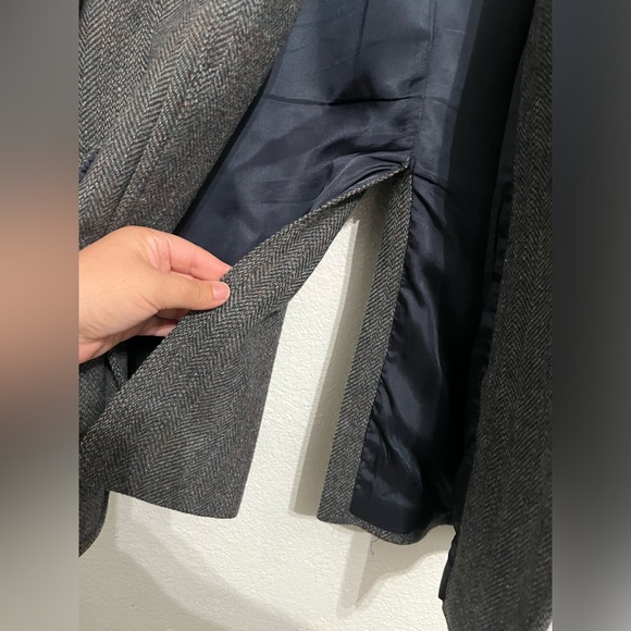 Pendleton Mens 44 Speckled Gray Tweed Wool Suede Elbow Patch single breasted - Picture 10 of 16